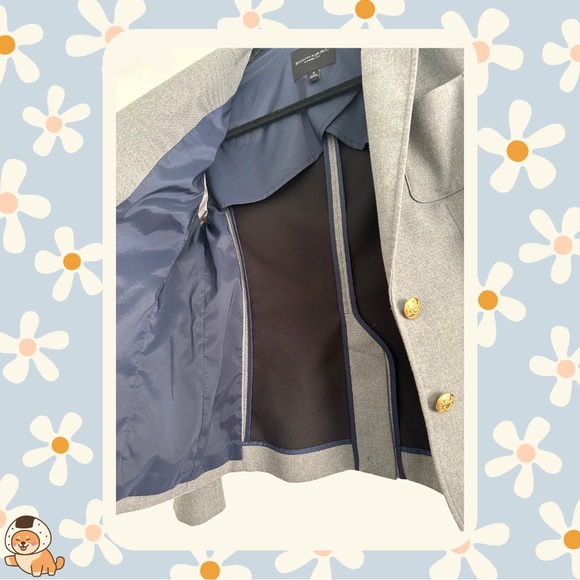 Banana Republic Grey Equestrian Blazer Jacket, Sz 4 - Picture 12 of 13